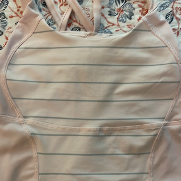 LULULEMON Scoop Neck Tank pink gray Narrow Bold Stripe Racerback - Picture 2 of 4